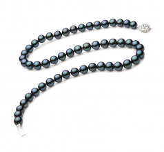 7-7.5mm AA Quality Japanese Akoya Cultured Pearl Necklace in Black