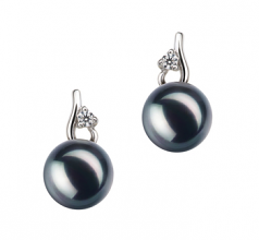 7-8mm AA Quality Japanese Akoya Cultured Pearl Earring Pair in Melissa Black