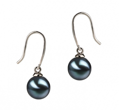 7-8mm AA Quality Japanese Akoya Cultured Pearl Earring Pair in Yoko Black