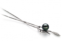 7-8mm AA Quality Japanese Akoya Cultured Pearl Pendant in Jennifer Black