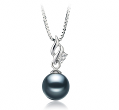 7-8mm AA Quality Japanese Akoya Cultured Pearl Pendant in Zalina Black