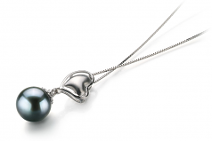 8-9mm AA Quality Japanese Akoya Cultured Pearl Pendant in Cora Black