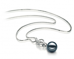 8-9mm AA Quality Japanese Akoya Cultured Pearl Pendant in Naomi Black