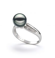 7-8mm AAA Quality Japanese Akoya Cultured Pearl Ring in Caroline Black