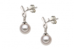 6-7mm AA Quality Japanese Akoya Cultured Pearl Earring Pair in Riley White