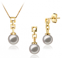 6-7mm AA Quality Japanese Akoya Cultured Pearl Set in Anya White