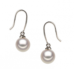 7-8mm AA Quality Japanese Akoya Cultured Pearl Earring Pair in Yoko White