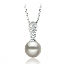 7-8mm AA Quality Japanese Akoya Cultured Pearl Pendant in Daria White