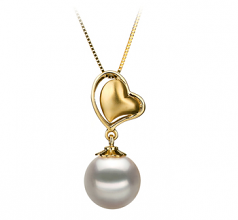 8-9mm AA Quality Japanese Akoya Cultured Pearl Pendant in Cora White