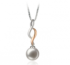 8-9mm AA Quality Japanese Akoya Cultured Pearl Pendant in Pennie White