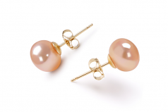 7-8mm AAA Quality Freshwater Cultured Pearl Earring Pair in Pink