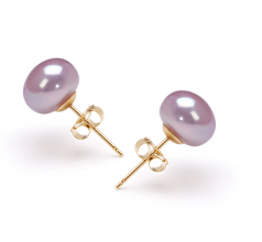 7-8mm AAA Quality Freshwater Cultured Pearl Earring Pair in Lavender