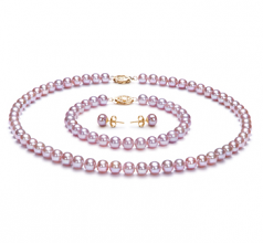 6-6.5mm AA Quality Freshwater Cultured Pearl Set in Lavender