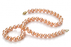 7-8mm AA Quality Freshwater Cultured Pearl Necklace in Pink