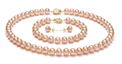 7-8mm AAA Quality Freshwater Cultured Pearl Set in Pink