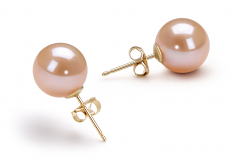 9-10mm AAAA Quality Freshwater Cultured Pearl Earring Pair in Pink