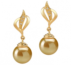 10-11mm AAA Quality South Sea Cultured Pearl Earring Pair in Damica Gold