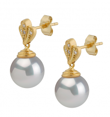 10-11mm AAA Quality South Sea Cultured Pearl Earring Pair in Ivana White