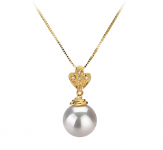 10-11mm AAA Quality South Sea Cultured Pearl Pendant in Ivana White