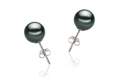 8-9mm AAA Quality Tahitian Cultured Pearl Earring Pair in Black