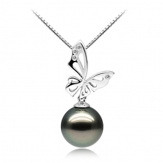 10-12mm AAA Quality Tahitian Cultured Pearl Set in Butterfly Black