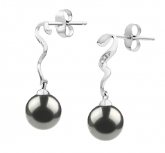 8-9mm AAA Quality Tahitian Cultured Pearl Earring Pair in Tamara Black