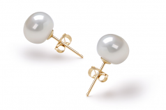 7-8mm AAA Quality Freshwater Cultured Pearl Earring Pair in White