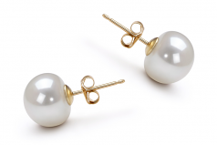 9-10mm AAA Quality Freshwater Cultured Pearl Earring Pair in White