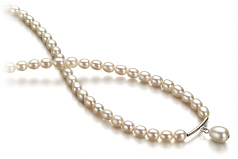 3-4mm A Quality Freshwater Cultured Pearl Necklace in Drop White