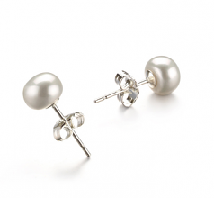 6-7mm AA Quality Freshwater Cultured Pearl Earring Pair in White