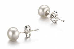 6-7mm AA Quality Freshwater Cultured Pearl Earring Pair in White