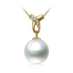 10-11mm AAA Quality South Sea Cultured Pearl Pendant in Monica White