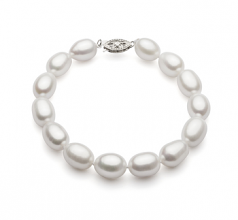 8.5-9.5mm AA Quality Freshwater Cultured Pearl Bracelet in Drop White
