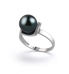 8-9mm AA Quality Japanese Akoya Cultured Pearl Ring in Francine Black