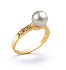 7.5-8mm AAA Quality Japanese Akoya Cultured Pearl Ring in Anne White