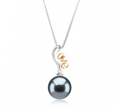 10-10.5mm AAA Quality Tahitian Cultured Pearl Pendant in Nelia Black