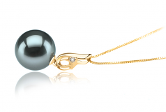 10-11mm AAA Quality Tahitian Cultured Pearl Pendant in Darlene Black