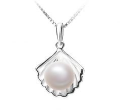 7-8mm AA Quality Freshwater Cultured Pearl Pendant in Shell White