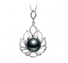 12-13mm AAA Quality Tahitian Cultured Pearl Pendant in Calida Black