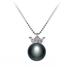 8-9mm AAA Quality Freshwater Cultured Pearl Pendant in Crown Black