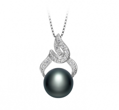 10-11mm AAA Quality Freshwater Cultured Pearl Pendant in Bebra Black