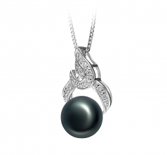 10-11mm AAA Quality Freshwater Cultured Pearl Pendant in Bebra Black