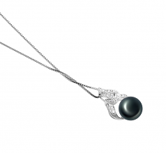 10-11mm AAA Quality Freshwater Cultured Pearl Pendant in Bebra Black