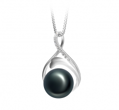 10-11mm AAA Quality Freshwater Cultured Pearl Pendant in Daiya Black