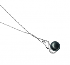 10-11mm AAA Quality Freshwater Cultured Pearl Pendant in Adalia Black