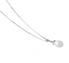 10-11mm AA - Drop Quality Freshwater Cultured Pearl Pendant in Kaylee White