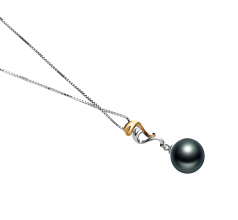 10-11mm AAA Quality Tahitian Cultured Pearl Pendant in Brianna Black