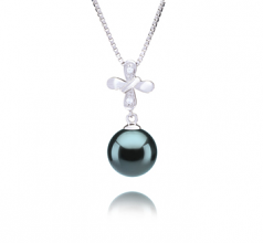 9-10mm AAA Quality Tahitian Cultured Pearl Pendant in Taylor Black