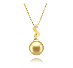 10-11mm AAA Quality South Sea Cultured Pearl Pendant in Gisela Gold