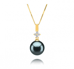 10-11mm AAA Quality Tahitian Cultured Pearl Pendant in Hilda Black